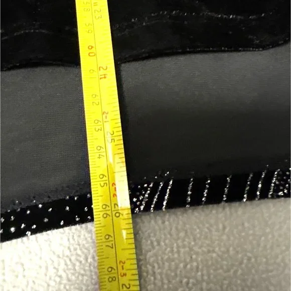 NWT Notations XL Black Velvet 3/4 sleeve empress top with built in tank silver - Picture 8 of 8